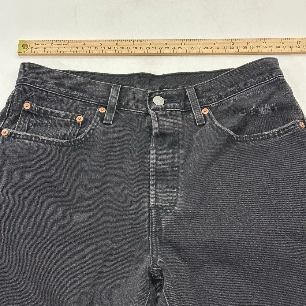 Levi Strauss & Co. Men's Jeans Black 501‎ Original Straight Denim Ripped W30 L30
